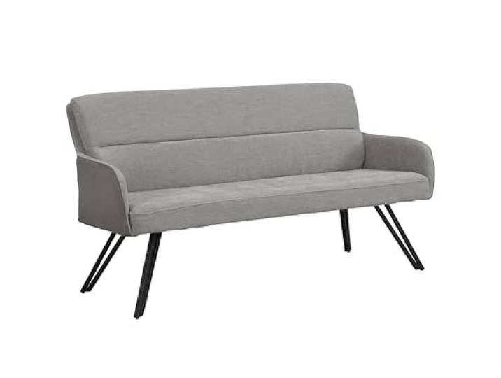 byLIVING Sitzbank Tino, Webstoff-Mikrofaser hellgrau, Gestell schwarz Aufgedoppelter Rücken, Esszimmerbank, Küchenbank, B 160, H 94, T 67 cm