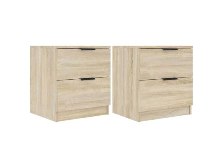 fsahslih Nachttisch 2er Set Sonoma Eiche mit 2 Schubladen 45x39x50 cm Kompakte Beistelltische fürs Schlafzimmer mit reichlich Stauraum, pflegeleichter Oberfläche und hoher Stabilität.