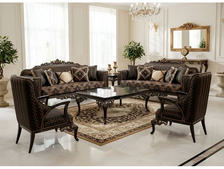 Xlmoebel Sofa Elegantes Wohnzimmer Set: 3-Sitzer, 3-Sitzer, 1-Sitzer und Tisch, Wohnzimmer-Set 5 Teile, Made in Europa