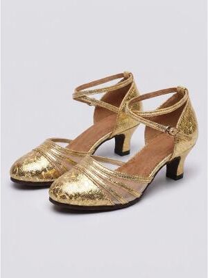 LightInthebox Women's Gold 1920s Flapper Heel Shoes - Metallic Snakeskin Vintage Gatsby Dance Pumps for Great Gatsby Parties, Dances Weddings