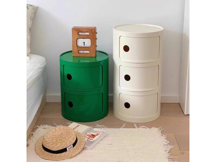 Table de chevet ronde nordique moderne, armoire de chevet en plastique nordique pour chambre à coucher, petite table d'appoint, casier de rangement pour la maison