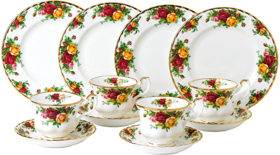 Royal Albert, Old Country Roses - Plates, Teacups & Saucers Set Yellow;Red;Green