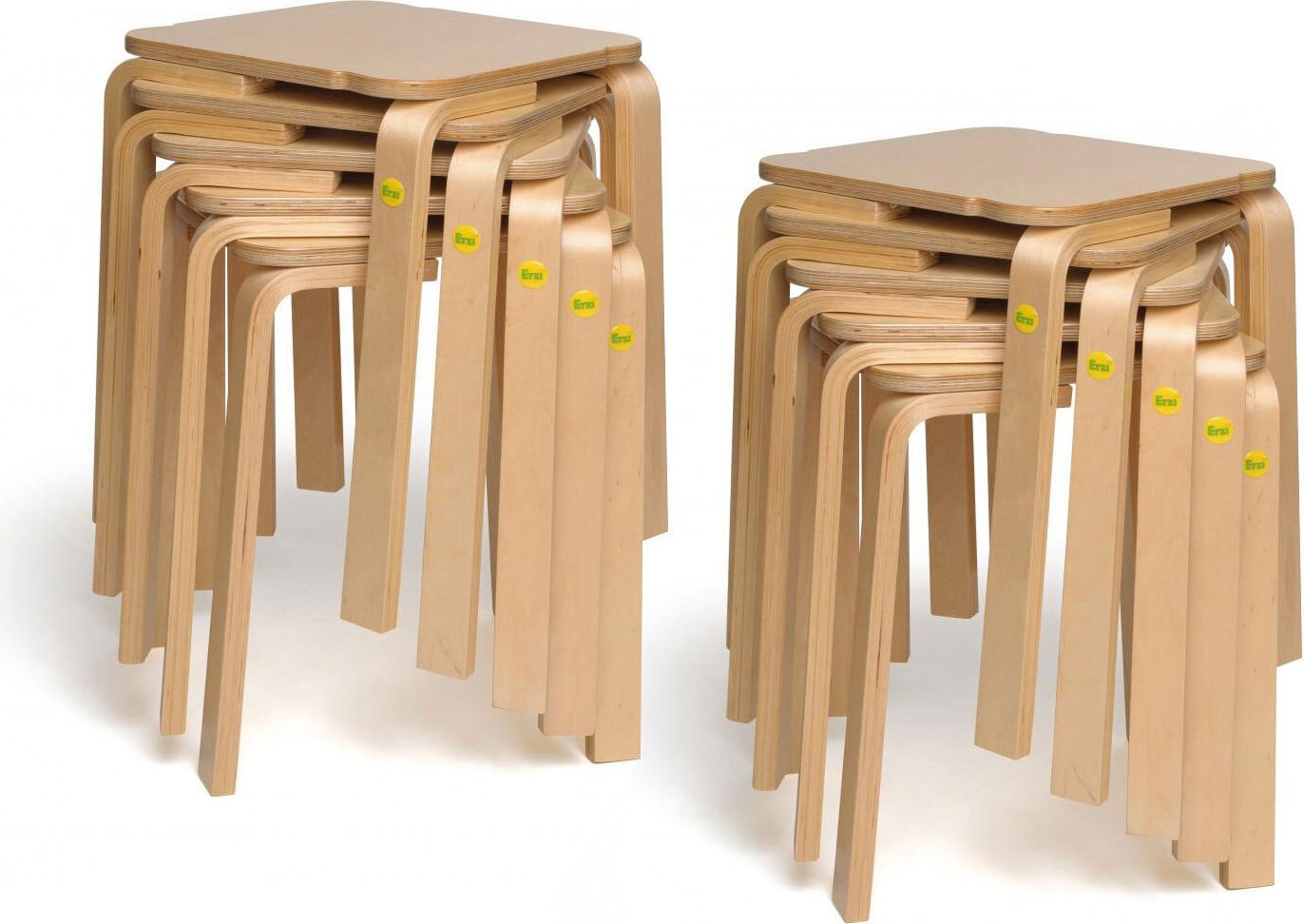 Set van 10 Erzi hockers van massief hout voor kinderen