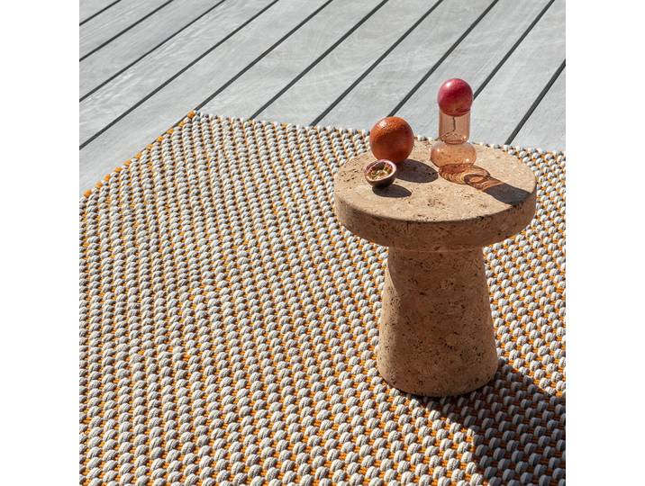 Handgewebter In-/Outdoor Designer Teppich „Lace Tricolore“ Weiss, Sand, Orange 200 x 280 cm BRINK & CAMPMAN