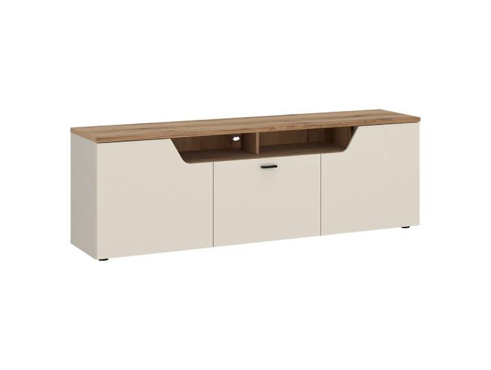 TV-Element Cut Out, B: 165 cm Kaschmir/Eichefarben