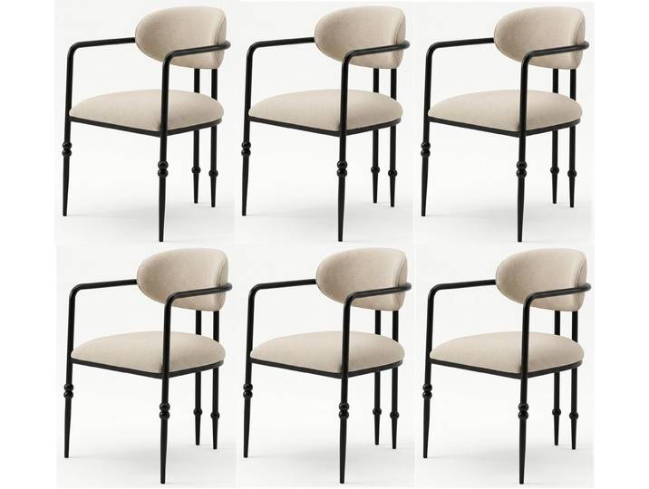 JVmoebel Esszimmerstuhl Beiges Stuhlset 6 Stühle Esszimmerstuhl mit weicher Polsterung Stühle (6 St), Made in Europa