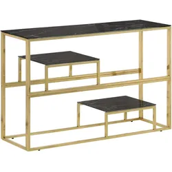 vidaXL Konsolentisch Golden Edelstahl und Hartglas