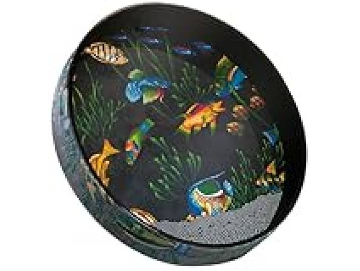 Remo World Percussion - Ocean Drum - 16 x 2.5 - Cadre Acousticon, Billes d'acier, Graphique de poisson - Effet de vague océanique, Convient pour la thérapie sonore et les enfants - ET-0216-11