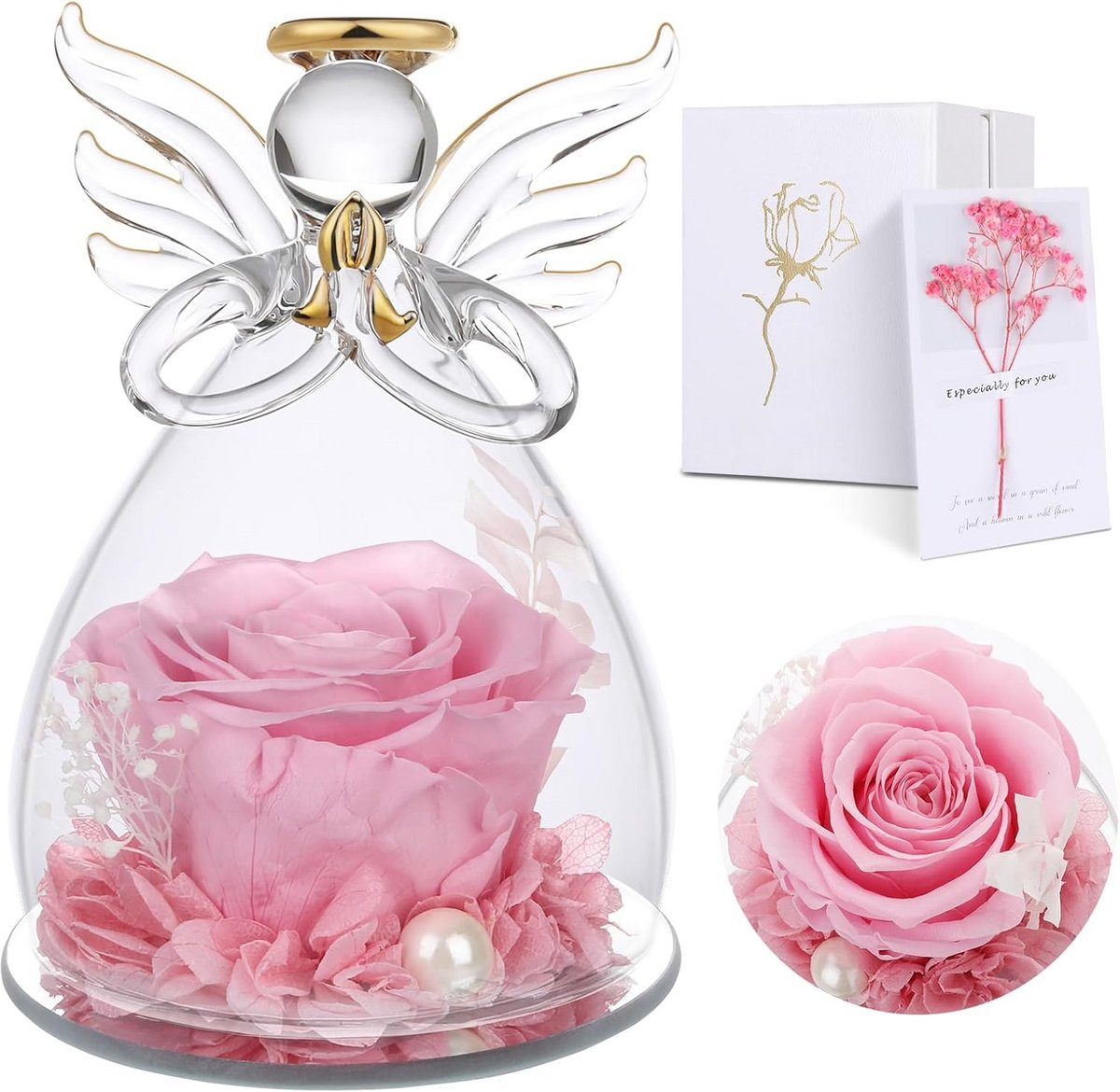Eeuwige roos onder glazen stolp - Geconserveerde bloemen decoratie voor als cadeau