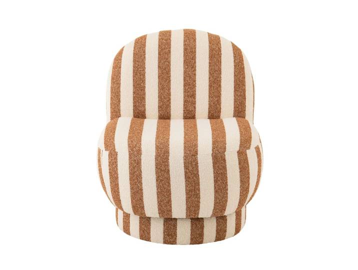 Fauteuil en tissu à rayures orange terracotta