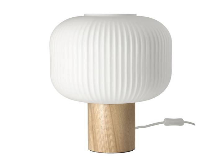 Scandi Living Lampe de table Fair 34,5 cm Verre gelé-frêne