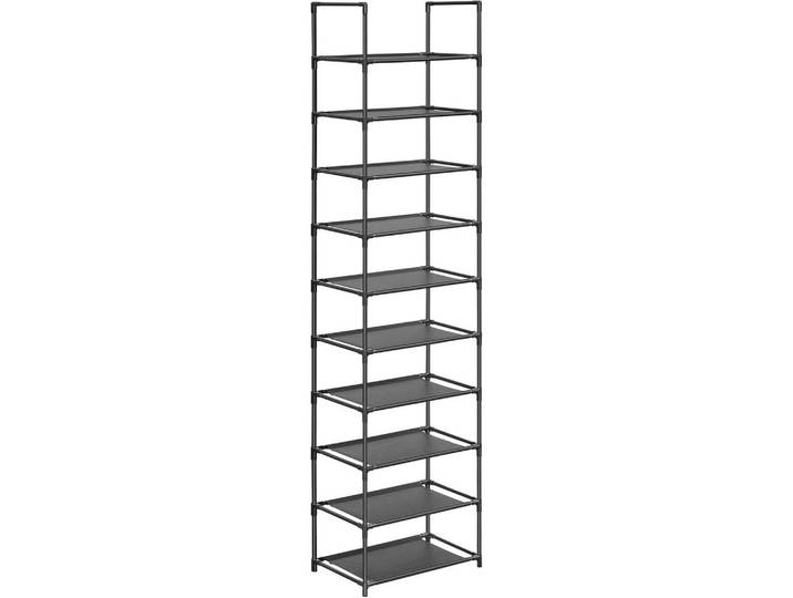 Schuhregal, Schwarz, Metall, 45x173x28 cm, Garderobe, Schuhaufbewahrung, Schuhregale