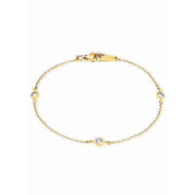 Goldarmband AMOR "2014152", gold (gelbgoldfarben, kristallweiß, kristallweiß), Armbänder, Damen, 18cm, Gelbgold 375, Goldarmband, mit Zirkonia (synth.)
