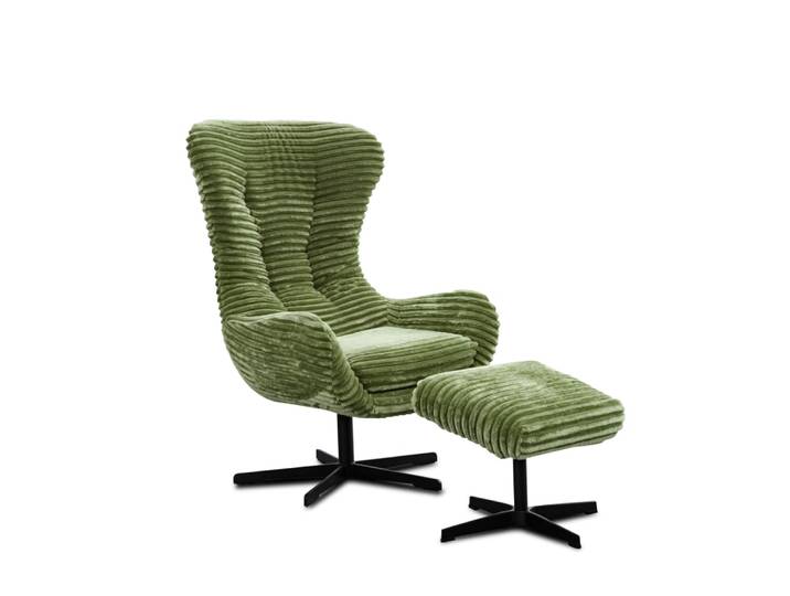 Fauteuil, tissu velours côtelé vert