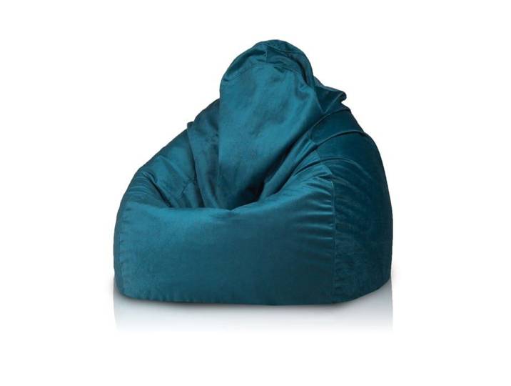 Fuzzy pouf fauteuil microfibre poire adulte fauteuil relax salon billes polystyrène 80x110 cm turquoise Ecopuf