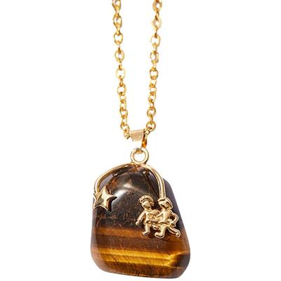 Kette mit Anhänger FIRETTI "Schmuck Geschenk Halsschmuck Anker/Halskette Sternzeichen Geburtsstein", gold (gelbgoldfarben), Halsketten, Damen, Zwilling, Edelstahl, L: 50 B: 2mm, Made in Germany - mit Edelstein, B:2mm
