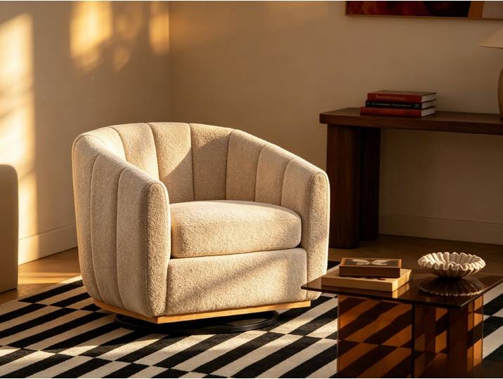 WILLIAMSPACE Loungesofa PUMPKIN SWIVEL CHAIR – 360°, Chenille, Drei Farben, Kann sich um 360 Grad drehen
