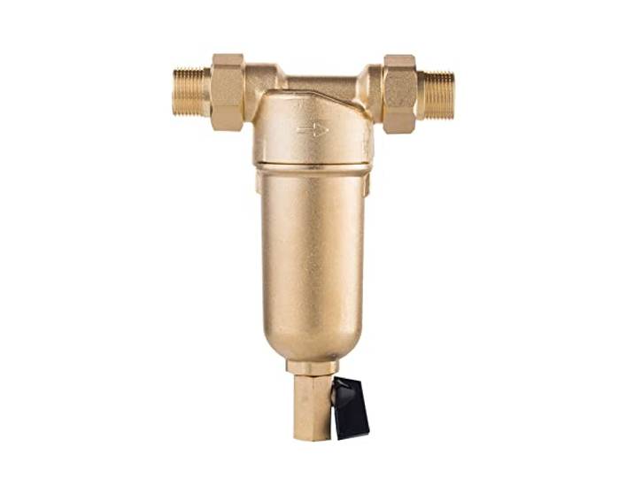 Wasserfiltersystem, Siphon Backwas Vorfilter Heißwasserfilter Ganzes Messing-Reinigungssystem Edelstahlgewebe Prefiltro Mit Manometer Heißwasser(Whole brass,0.75 inch)