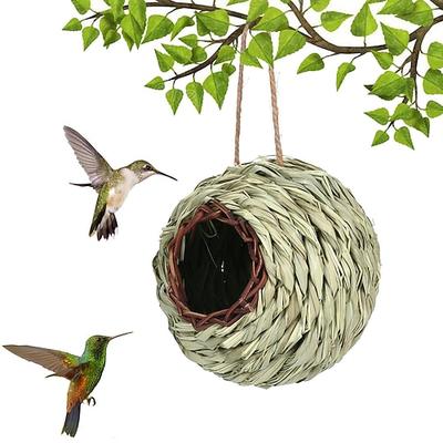 Kolibri-Haus, handgewebtes Vogelnest zum Aufhängen im Freien, kleine Gras-Vogelhäuser für draußen, Naturfaser-Vogelhütte, Schlafplatz für Finken, Kanarienvögel