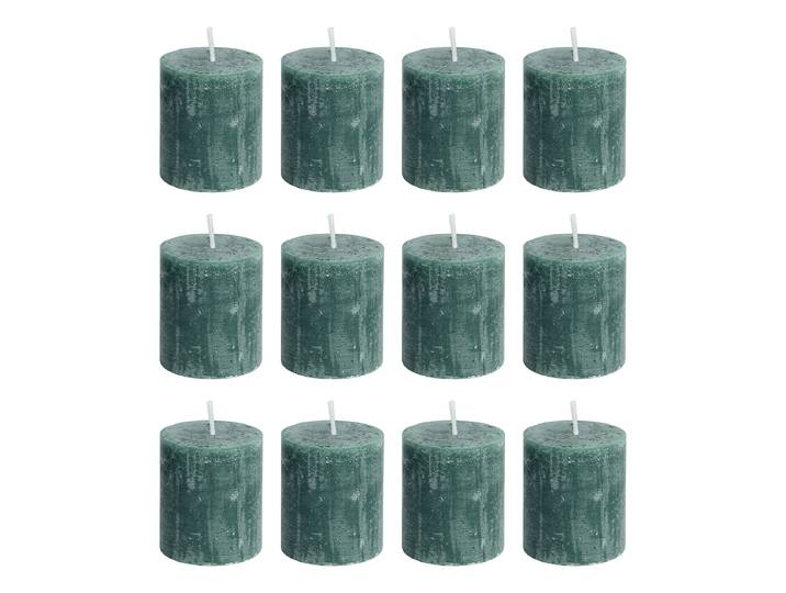 Stumpenkerze RUSTIC 12er-Set 8cm Grün