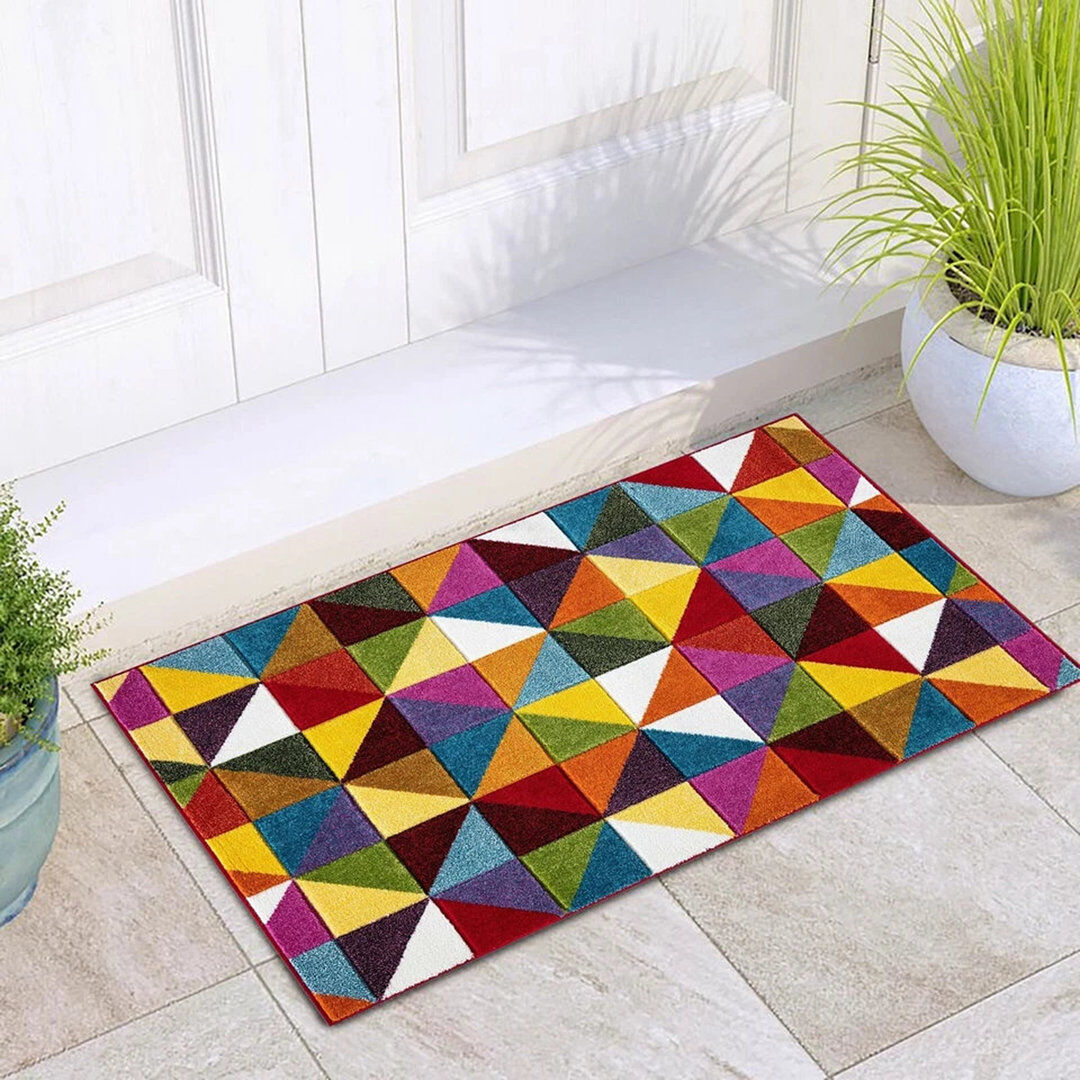 Hykkon Triangle Geometric Polypropylene Rug & Runner – Heavy Duty, High Traffic Area Carpet Triangle Rectangle 160 x 230cm