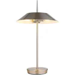 LED Tischleuchte nickelfarben Beistellleuchte modern Wohnzimmerlampe Tischlampe, Metall, 2x E27 Fassung, DxH 30x52 cm