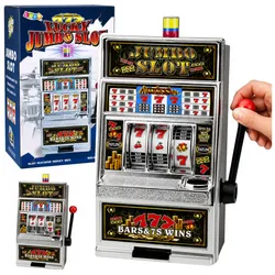 Spielautomat, Casino, Sparschwein, großer Münzwerfer, Lichter, Geräusche