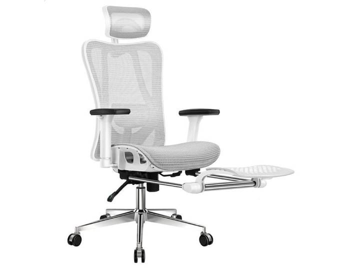 ALFORDSON Chaise de bureau ergonomique en maille avec repose-pieds blanc et gris