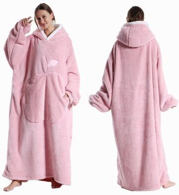 Handpicked Choices Ultra Soft Wearable Blanket Hoodie With Full Sleeves For Men And Women Cozy Oversize Flannel Throw pink 1pcs