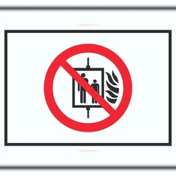 HB-Druck Aufzug im Brandfall nicht benutzen Symbol Schild A5 (148x210mm)