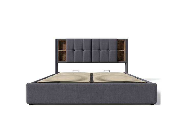 Lit double en coton gris 180x200 cm
