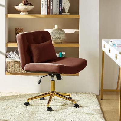 HULALA HOME Ollie Modern Flannel Swivel Tilting Office Chair with Pillow