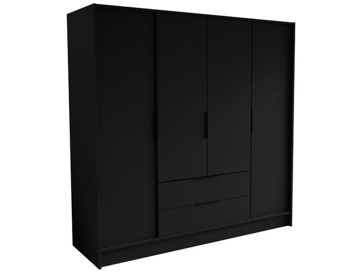 DREHTÜRENSCHRANK CAVA 200/200/51 cm Modern Kleiderschrank 4-türig Schwarz