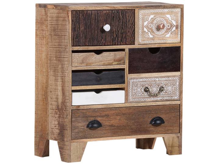 Landscape Kommode, Mehrfarbig, Natur, Holz, Akazie, Mangoholz, massiv, 8 Schublade(n) Schubladen, 70x80x35 cm, stehend, Holzmöbel, Kleinmöbel Holz, Holzkommoden
