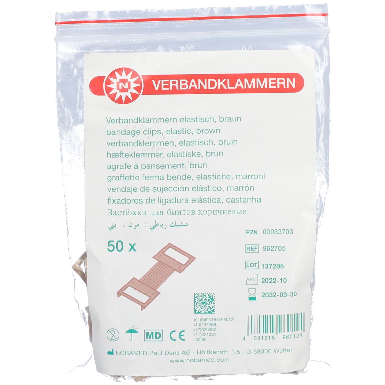 Verbandklammern braun 50 St Klammer