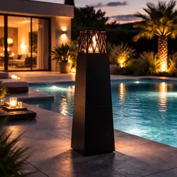 Divina Fire Bioethanol-Gartenkamin für den Außenbereich Vulcano Nero 40x40x145
