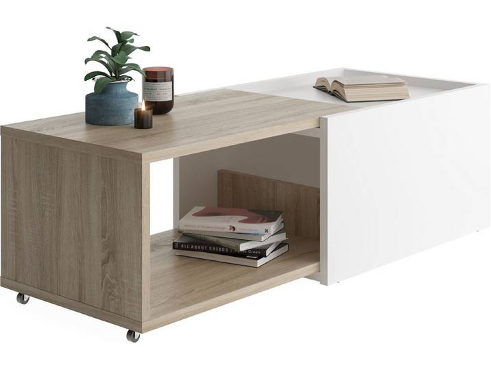 FMD Couchtisch Slide, flexibel ausziehbar, mit Rollen, Breite: 70 bis 125 cm