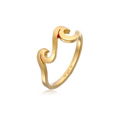 Silberring ELLI "Ring Wellen Wave Ozean Maritim 925 Silber" Gr. 52, gold, Fingerringe, Damen, 52, Silber 925 (Sterlingsilber), Silberring
