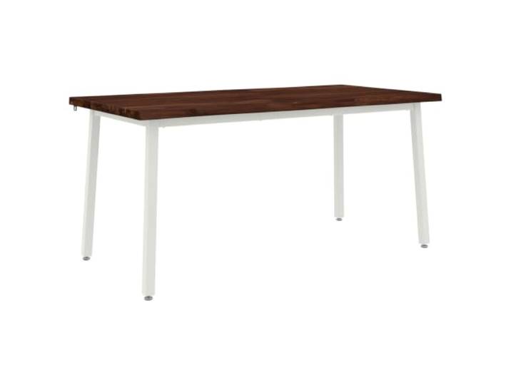 HAQWRDQSG Live Edge Esstisch 160x80 cm Massivholz Akazie Esszimmer Rustikaler Küchentisch aus feinem Akazienholz mit weißen Stahlbeinen und verstellbaren Füßen für Ihr Esszimmer.