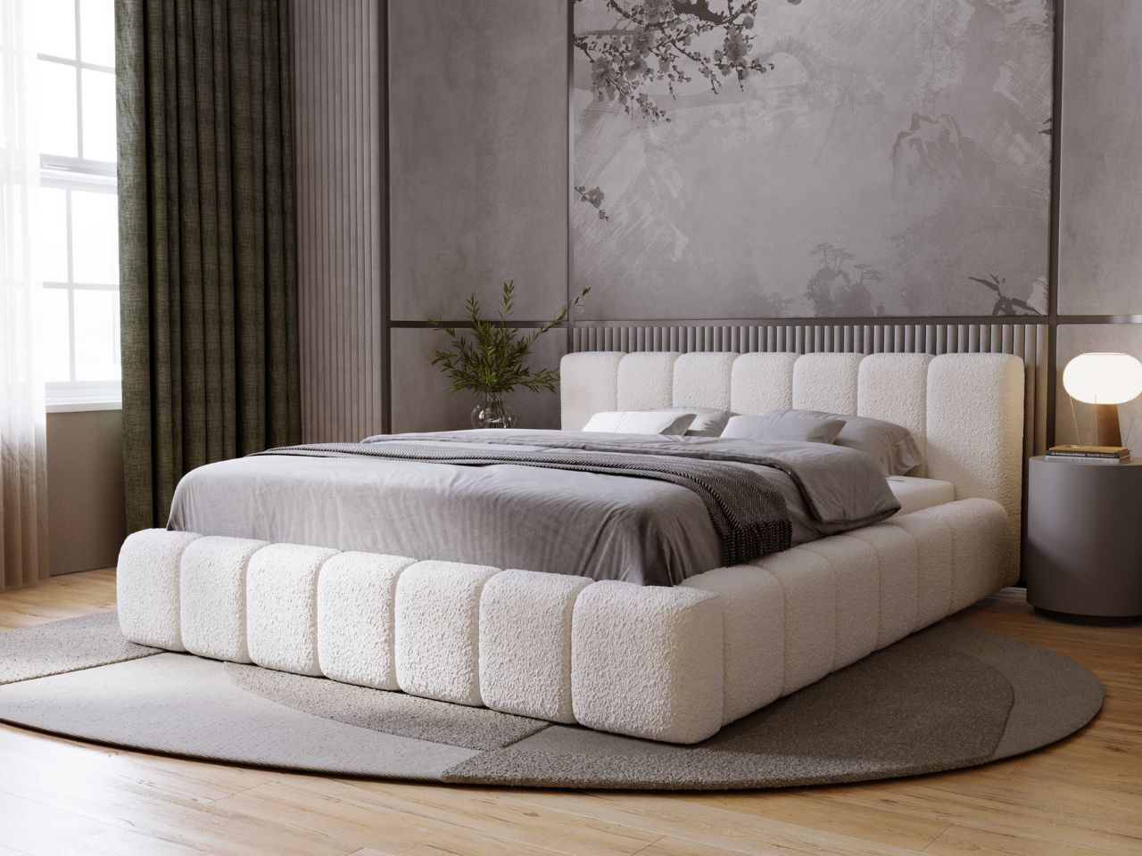 GrainGold Polsterbett Orio 140x200 cm - Bett 140x200, Polsterbett mit Bettkasten und Lattenrost - Beige (Anthology 01)