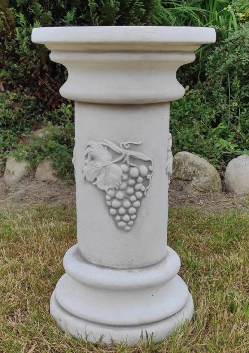 Casa Padrino Barock Säule Grau Ø 30 x H. 51 cm - Prunkvolle Gartensäule im Barockstil - Gartendeko Stein Säule - Barock Garten & Terrassen Deko Accessoires