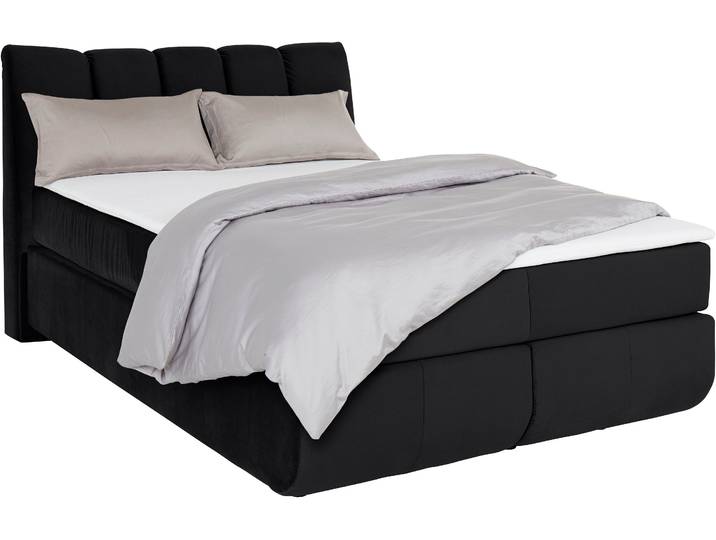 Boxspringbett HOME AFFAIRE Océane , schwarz, B:150cm L:221cm, Komplettbetten, Boxspringbett, Bodenfrei- wirkt freischwebend, verschiedene Härtegrade (auch H4)