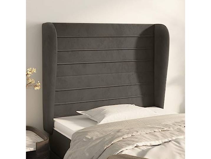 KTHLBRH Kopfteil aus dunkelgrauem Samt mit verstellbaren Höhen und stabilen Holzbeinen für Betten, klassisches Design, bequeme Rückenunterstützung, Material