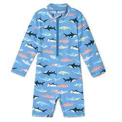 Tchibo - Baby-Einteiler mit UV-Schutzfaktor 50+ - Baby - Gr. 86/92 - blau/print