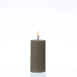 283 LED Kerze Mia Deluxe Echtwachs Wachsspiegel flackernd H: 10cm D: 5cm taupe
