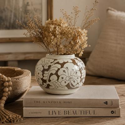 Lilys Living "Approx. 4.7 Inches Amalfi Double Glazed Round Vase (5.9"" Opening)"