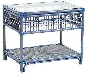 Beverly Rattan Side Table - Blue - Ballard Designs