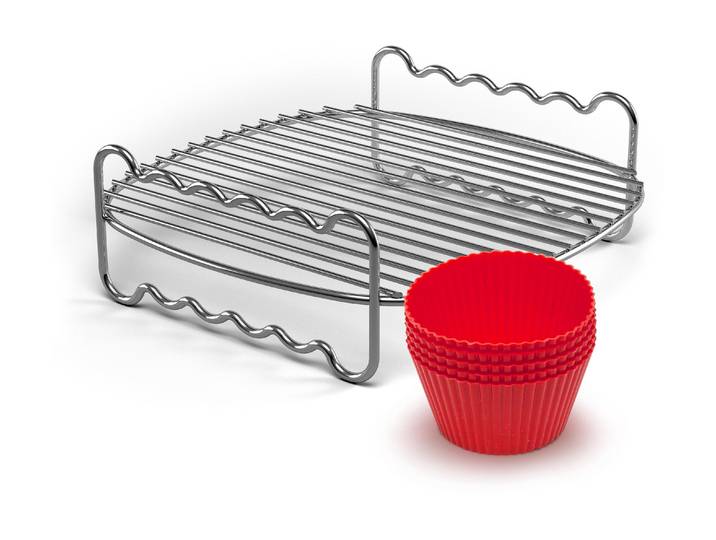 Backform PHILIPS Airfryer Party Kit , rot (edelstahl, rot), Edelstahl, Silikon, Küchenformen, Backform