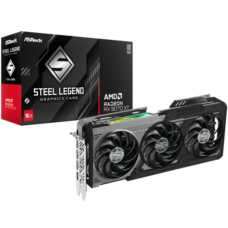 ASRock Radeon RX 9070 XT Steel Legend Dark 16GB Grafikkarte, 16384 MB GDDR6