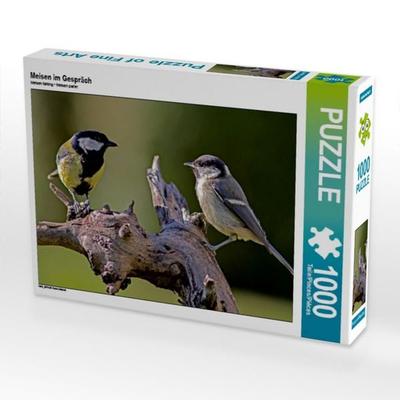 CALVENDO Puzzle Meisen im Gespräch 1000 Teile Puzzle quer | 1000 Teile Lege-Größe 64 × 48 cm Foto-Puzzle für glückliche Stunden